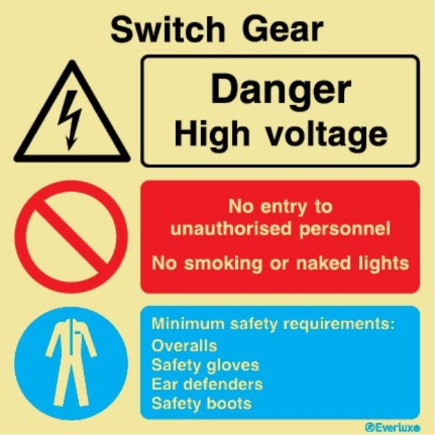 Switch board - warning,  prohibition and mandatory sign 